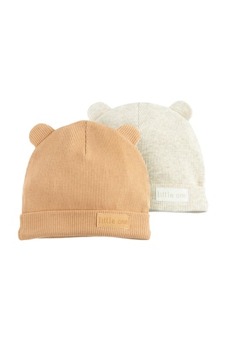2 gorros com orelhas - Camel e cru mesclado