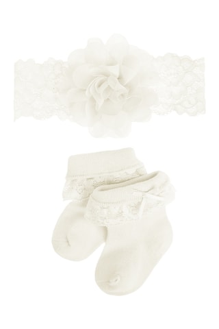 Fita de renda e meias - Branco