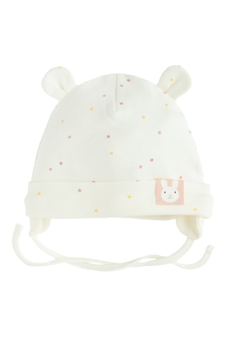 2 mutsen met oortjes - Roze en Wit