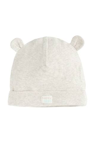 2 mutsen met oortjes - Roze en Gemêleerd Lichtgrijs