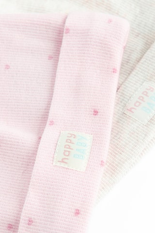 2 mutsen met oortjes - Roze en Gemêleerd Lichtgrijs