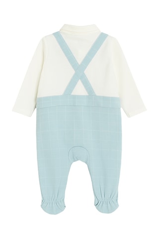 Macacão efeito ilusório - Branco e azul-celeste