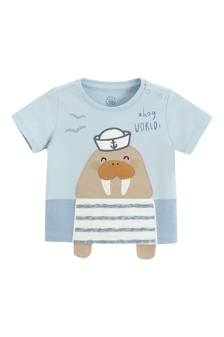 T-shirt e calções - Azul e bege