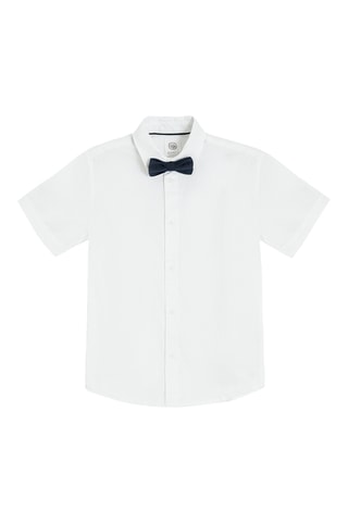 Camisa e laço - Branco e azul-marinho