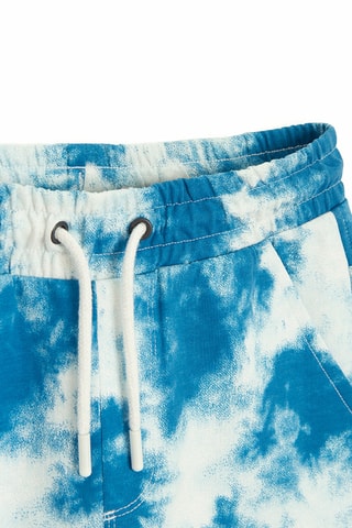 Calções tie and dye - Azul-cobalto e branco