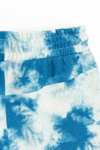 Calções tie and dye - Azul-cobalto e branco