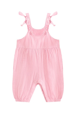 Body e jardineiras - Rosa e branco