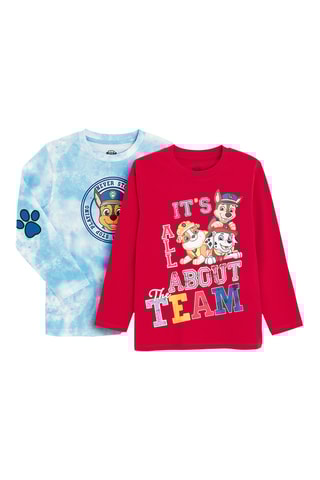 2 t-shirts Patrulha Pata - azul-celeste e vermelho