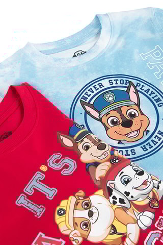 2 t-shirts Patrulha Pata - azul-celeste e vermelho