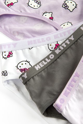 5 cuecas Hello Kitty Sanrio - Branco, cinzento-claro mesclado e malva