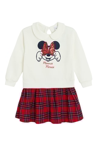 Vestido efeito ilusório Minnie Disney - Cru