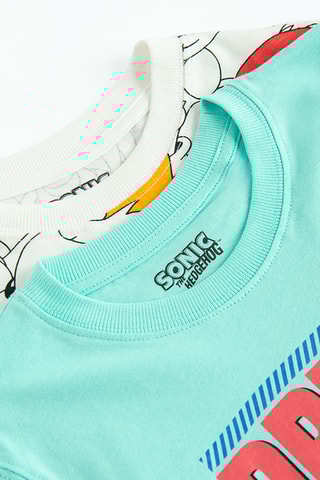 2 t-shirts Sonic - Branco e turquesa