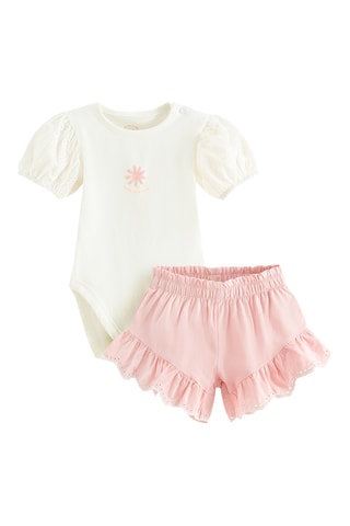 Body e calções - Cru e rosa