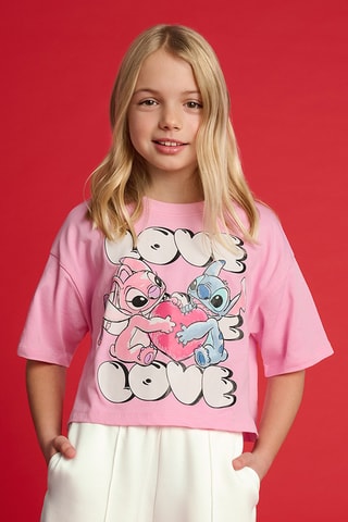 T-shirt Stitch e Angel Lilo e Stitch Disney - Rosa