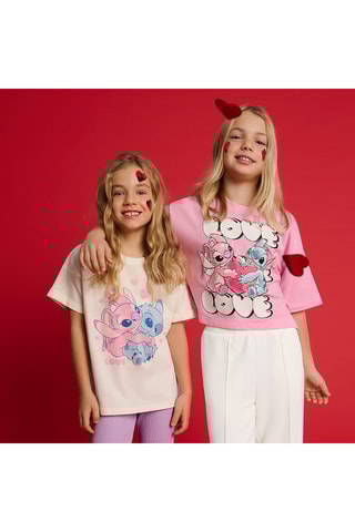 T-shirt Stitch e Angel Lilo e Stitch Disney - Rosa
