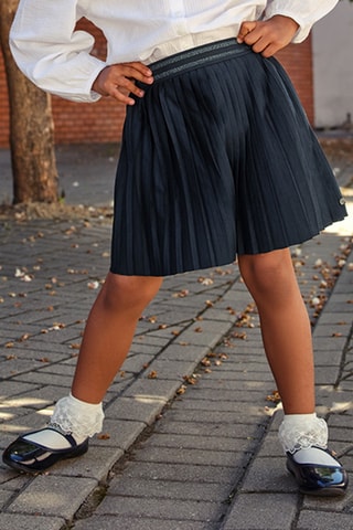 Saia plissada - Azul-marinho