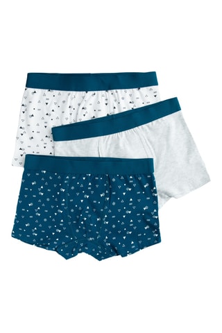 3 boxers - Azul-petróleo e cinzento