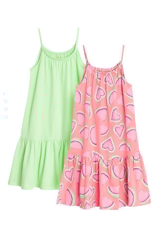 2 vestidos - Verde e rosa