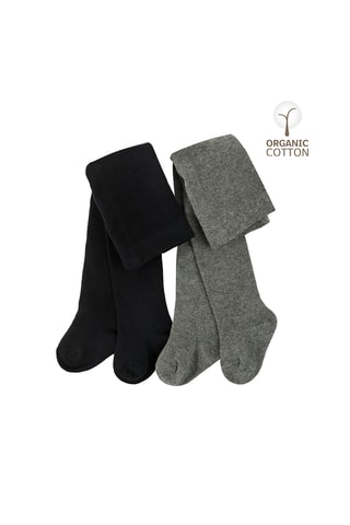 2 collants em algodão biológico -  Preto e cinzento mesclado