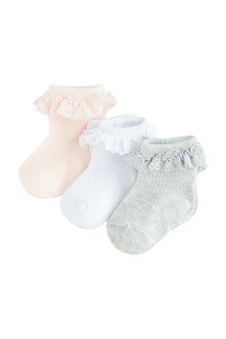 3 pares de meias - Rosa, branco e cinzento mesclado