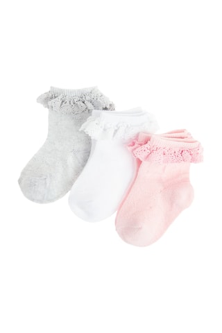 3 pares de meias - Branco e rosa