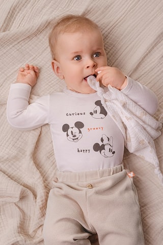 Conjunto de 3 peças Mickey Disney - Branco e bege