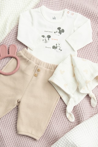 Conjunto de 3 peças Mickey Disney - Branco e bege