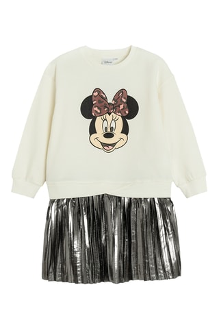 Vestido efeito ilusório Minnie Disney - Branco e antracite