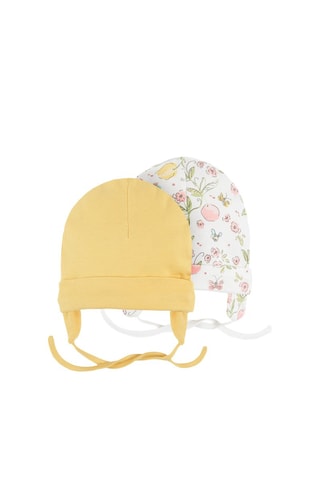 2 gorros aviador em algodão biológico - Amarelo