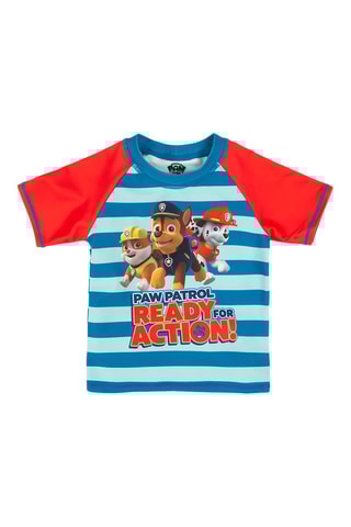 T-shirt e boxers de banho Chase, Marshall e Ruben Patrulha Pata - Azul-rei e turquesa