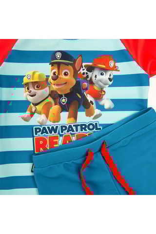 T-shirt e boxers de banho Chase, Marshall e Ruben Patrulha Pata - Azul-rei e turquesa