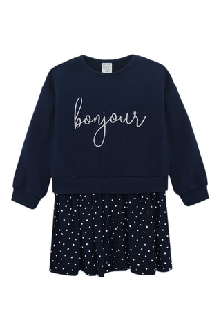 Vestido efecto doble prenda - Azul marino