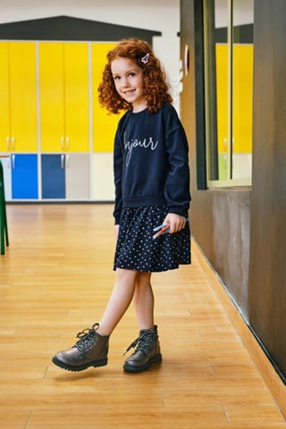 Vestido efecto doble prenda - Azul marino