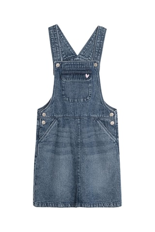 Vestido-jardineiras de ganga - Azul