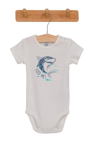 3 bodies em algodão biológico Amarelo, azul e branco