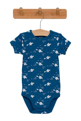 3 bodies em algodão biológico Amarelo, azul e branco