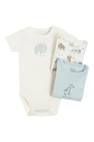 3 bodies em algodão biológico Cru e azul-celeste