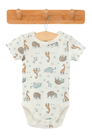 3 bodies em algodão biológico Cru e azul-celeste