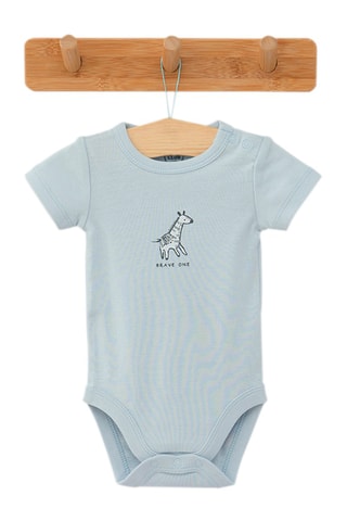 3 bodies em algodão biológico Cru e azul-celeste