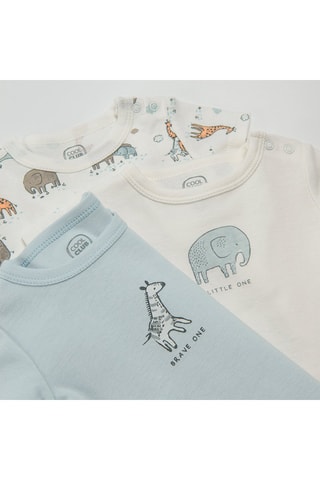 3 bodies em algodão biológico Cru e azul-celeste