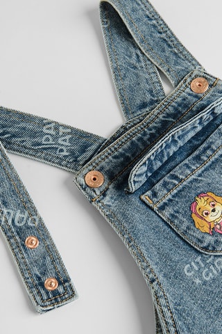 Vestido-jardineiras de ganga Stella Patrulha Pata - Azul