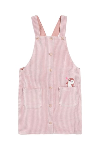 Vestido-jardineiras em veludo - Rosa