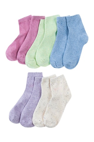 5 pares de meias Rosa, verde-claro e azul-claro