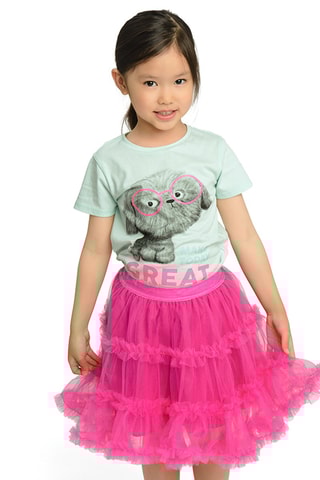 Saia com folhos - Fúcsia