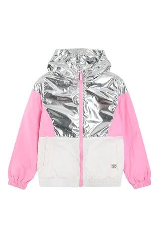 Casaco com capuz Prateado e rosa