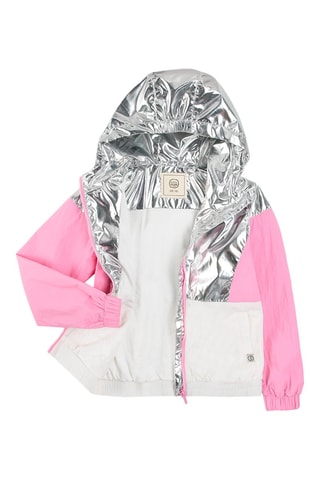 Casaco com capuz Prateado e rosa