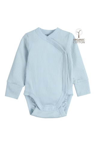 Body de algodão biológico Azul-celeste