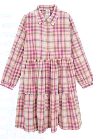 Vestido-camisa - Cru e rosa