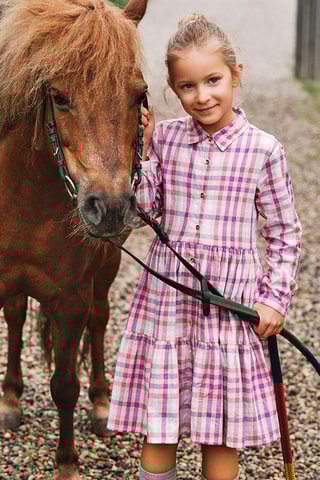 Vestido-camisa - Cru e rosa