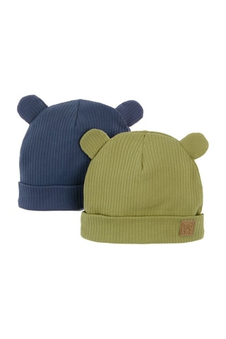 2 gorros com orelhas - Caqui e azul-marinho